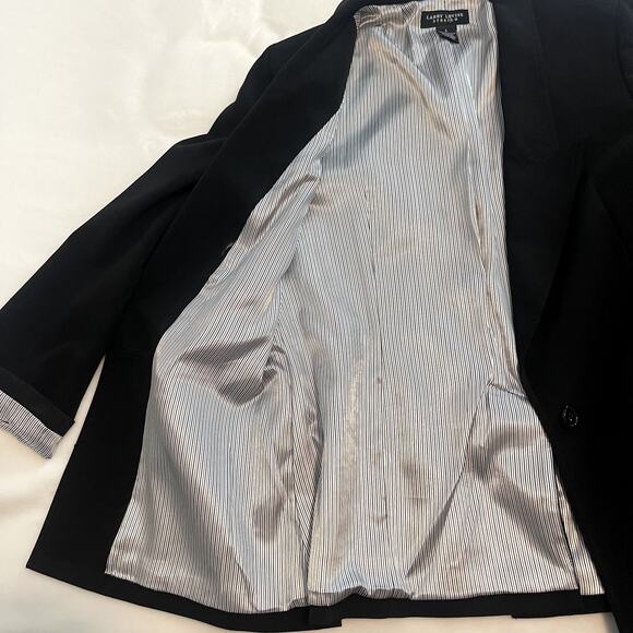 Larry Levine Ladies Blazer Black Stretch Large 1-Button Jacket Suit Workwear - Picture 9 of 10